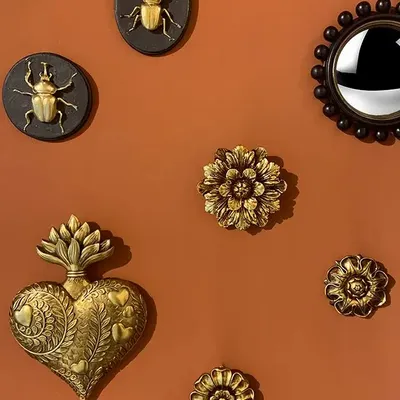 Decorative objects - GOLD FLOWER WALL DECORATION 13.5CM - EMDE