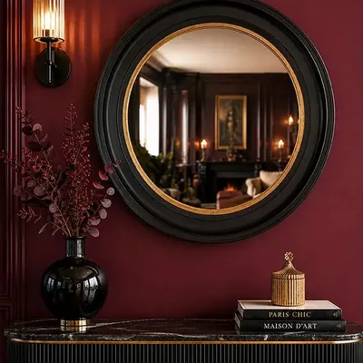 Objets de décoration - MIROIR ROND NOIR CONVEXE 80CM - EMDE