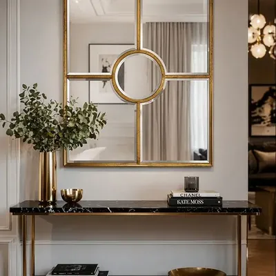 Objets de décoration - MIROIR FENETRE DOREE 93X115 EXT - EMDE