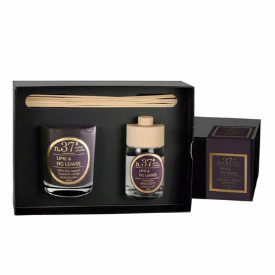 Candles - NUMBERS COLLECTION NUM.37 LIME & FIG LEAVES SET OF CANDLE AND DIFFUSER - CERABELLA SL