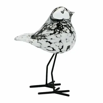 Decorative objects - BLACK AND WHITE GLASS BIRD ON STAND 11X8.5X15CM - EMDE