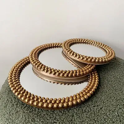 Decorative objects - GOLD CONVEX BEADED MIRROR 17.3CM - EMDE