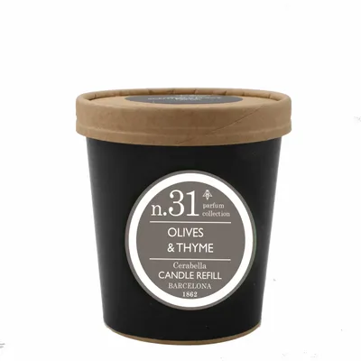 Candles - NUMBERS COLLECTION NUM.31 OLIVES & THYME CANDLE REFILL - CERABELLA SL