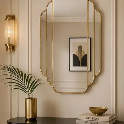 Decorative objects - GOLD METAL ART DECO MIRROR 60X85CM - EMDE