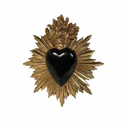 Decorative objects - BLACK EX-VOTO HEART WALL DECORATION 15X17CM - EMDE