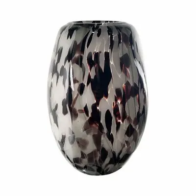Decorative objects - BLACK AND WHITE SCALED GLASS VASE 17X25CM - EMDE