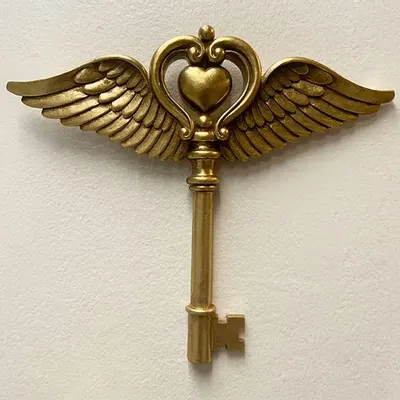 Decorative objects - GOLD HEART WING KEY WALL DECORATION 20X17CM - EMDE