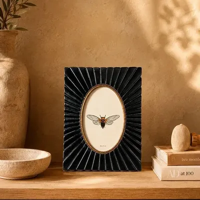 Decorative objects - BLACK AND GOLD OVAL PHOTO FRAME 10X15CM - EMDE
