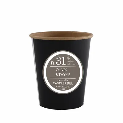 Candles - NUMBERS COLLECTION NUM.31 OLIVES & THYME CANDLE REFILL - CERABELLA SL