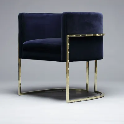 Fauteuils pour collectivités - Chaise salle à manger JULIUS structure laiton clouté  & assise tissu - DUISTT