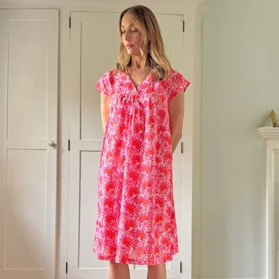Sleepwear - Audrey Nightie: Jaipur Magenta - LIME TREE DESIGN