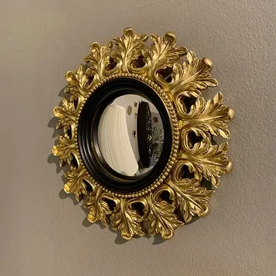 Decorative objects - BLACK AND GOLD CONVEX MIRROR 20.5CM - EMDE