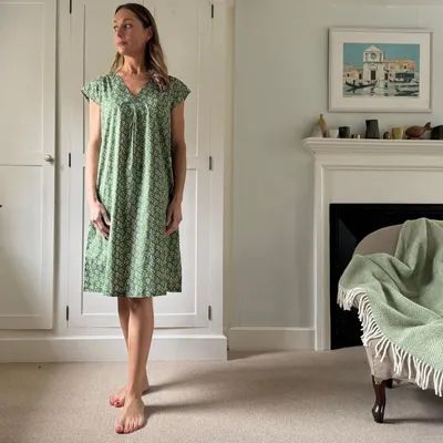 Sleepwear - Audrey Nightie: Falling Leaf Green - LIME TREE DESIGN