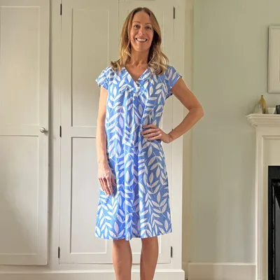 Sleepwear - Audrey Nightie: Large Leaf Blue - LIME TREE DESIGN