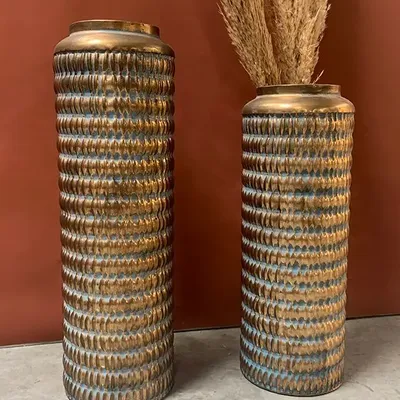 Decorative objects - LARGE GOLD METAL VASE 19.5X60CM - EMDE