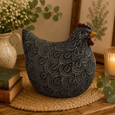 Sculptures, statuettes et miniatures - Figurine poule 14cm en Résine - ROLANDE DU DREUILH  LACE JEWEL
