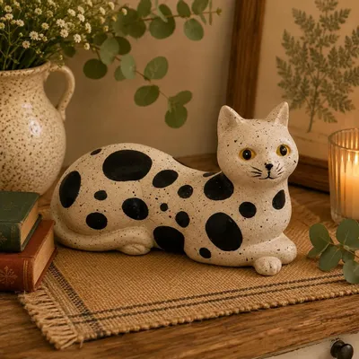 Sculptures, statuettes and miniatures - Cat figurine Resin 13cm - ROLANDE DU DREUILH  LACE JEWEL