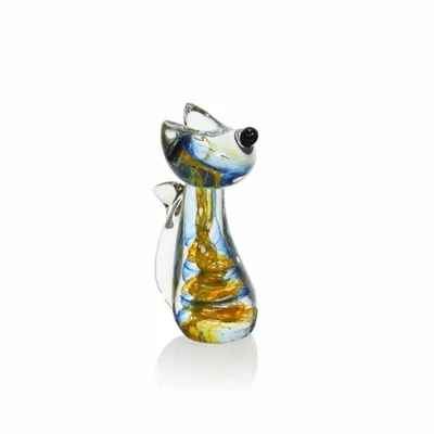Verre d'art - Mini chien- Sculpture en verre soufflé - CAT DESIGNER VERRIER