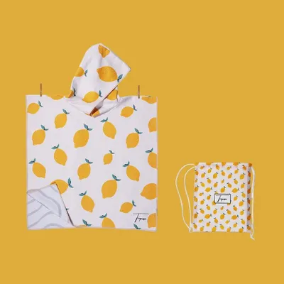 Other bath linens - Bath poncho for children 2-7 years old, white lemon patterns - TROPESA