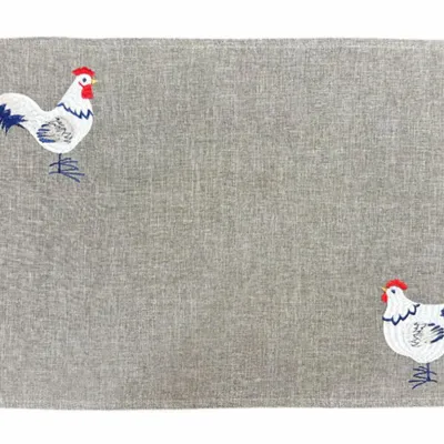 Placemats - White rooster polyester placemat - ROLANDE DU DREUILH  LACE JEWEL