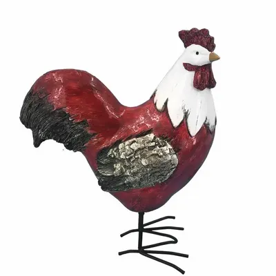 Sculptures, statuettes et miniatures - Figurine coq Rouge 22cm - ROLANDE DU DREUILH  LACE JEWEL
