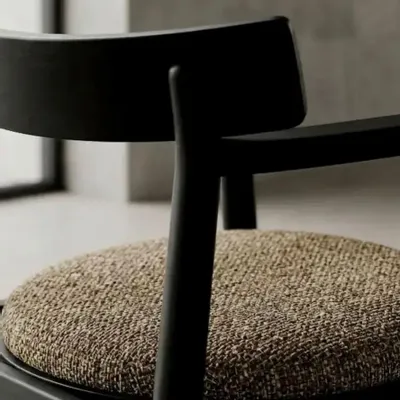 Chaises - Chaise GAIA noir & tissu marron - EMPREINTE DU TEMPS
