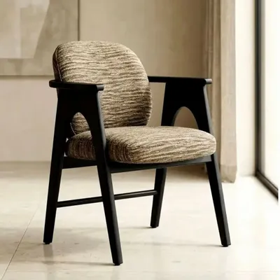 Chairs - Chaise BOWIE noir & tissu marron - EMPREINTE DU TEMPS