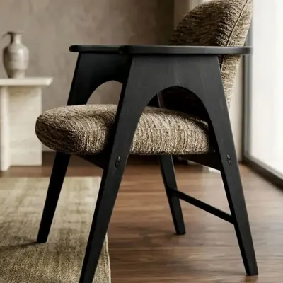 Chairs - Chaise BOWIE noir & tissu marron - EMPREINTE DU TEMPS