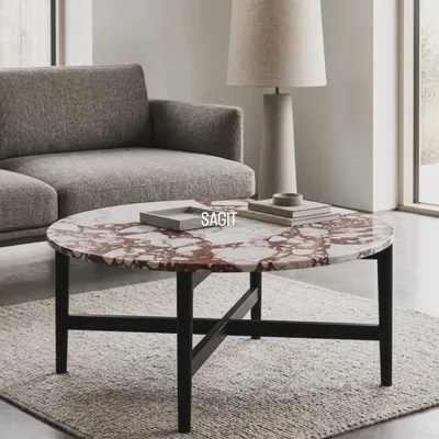Coffee tables - Red white marble coffee table - SAGIT