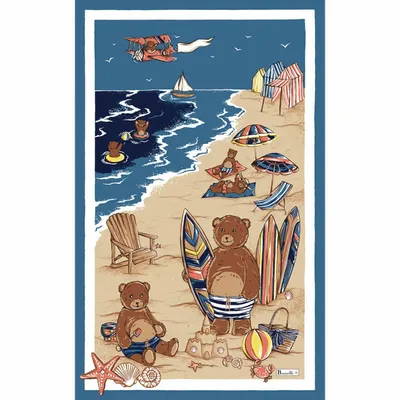 Kitchen linens - Teddy at the beach tea towel - BEAUVILLÉ