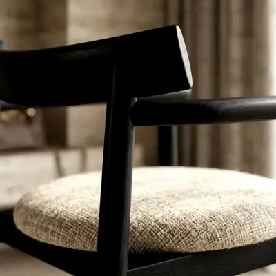 Chairs - Chaise CANVA noir & tissu crème - EMPREINTE DU TEMPS