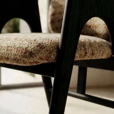 Chaises - Chaise BOWIE noir & tissu crème - EMPREINTE DU TEMPS
