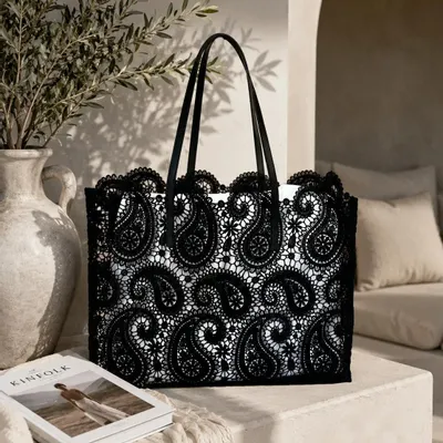 Shopping baskets - Black lace tote - ROLANDE DU DREUILH  LACE JEWEL