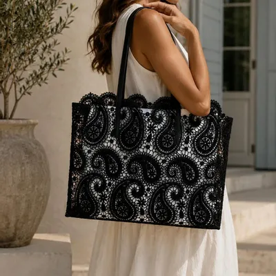 Shopping baskets - Black lace tote - ROLANDE DU DREUILH  LACE JEWEL