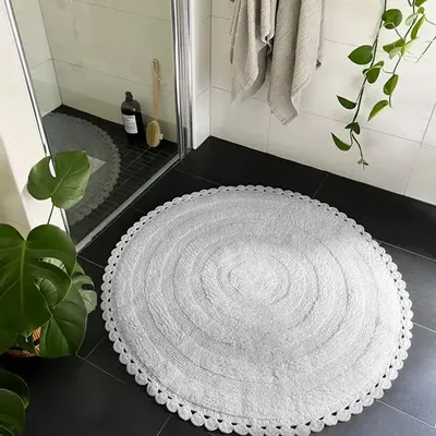 Autres linges de bain - TAPIS DE BAIN ROND RIMINI, BLANC 70cm 100 % coton, 1800 g/m2 - BY WILLE