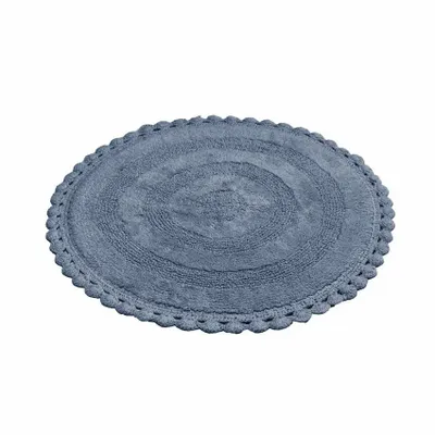 Other bath linens - TAPIS DE BAIN ROND RIMINI, BLEU GRIS 70cm 100 % coton, 1800 g/m2 - BY WILLE