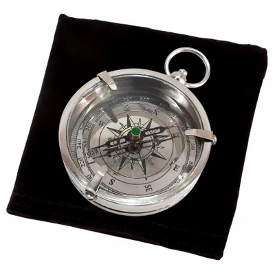 Decorative objects - Starwind compass with velvet pouch nickel finish, diam. 2"1/4 - TRADE WINDS