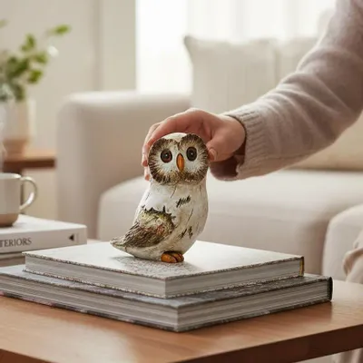 Sculptures, statuettes and miniatures - Resin Owl Figurine 12 cm - ROLANDE DU DREUILH  LACE JEWEL