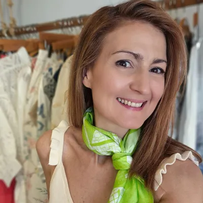 Scarves - ANISE SILK SCARF - SAINT-TROPEZ - AMANDINE REALE CREATIVE ARTIST