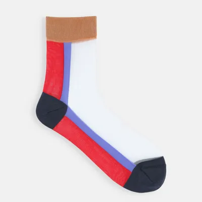 Socks - Sheer Panel Low Crew Socks - TABIO - JAPAN -