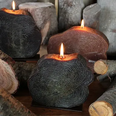 Bougies - FOREST ESSENCE CEDAR WOOD CANDLE AND SUPPORT SET - CERABELLA SL