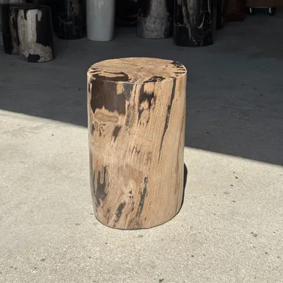 Other tables - Brown and black petrified wood side table H35 D27 - 3333 - OFFICE OBJETS