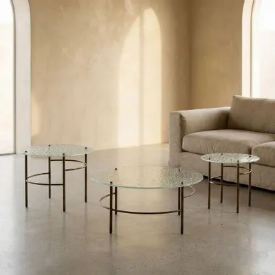 Coffee tables - TRIO of bubble glass coffee tables - EMPREINTE DU TEMPS