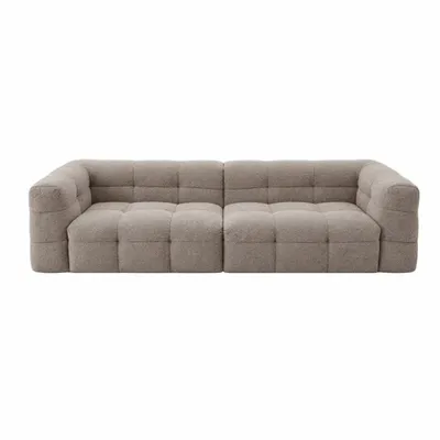 Sofas - ASTANA Bouclette Taupe Sofa - EMPREINTE DU TEMPS