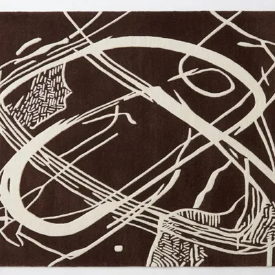Contemporary carpets - Orbit of Expression Dark Brown Ivory Modern Handmade Area Rug - NUZRAT CARPET EMPORIOUM
