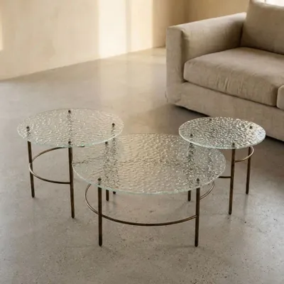 Tables basses - TRIO de tables basses en verre bullé - EMPREINTE DU TEMPS