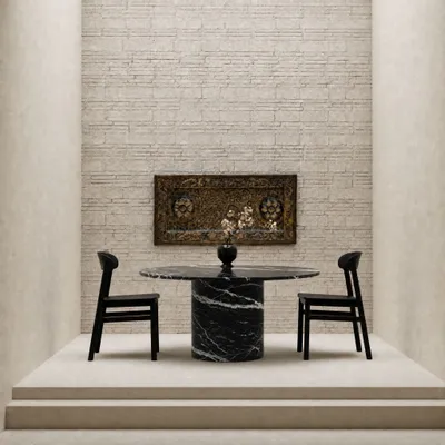Tables de jardin - Table à manger - 180X180X75cm - Ocel - Marbre Nero Maquina - STONE VALLEY
