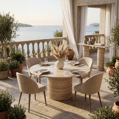Lawn tables - Dining Tables -120X120X75 cm - Ocel - Travertin Classique - STONE VALLEY