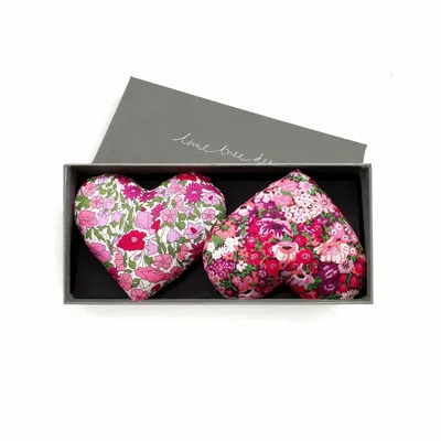 Home fragrances - Box of 2 Cotton Lavender Hearts - Heart and Soul - LIME TREE DESIGN