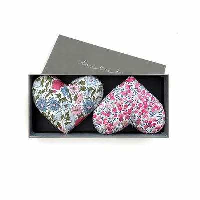 Home fragrances - Box of 2 Cotton Lavender Hearts - Mary Rose - LIME TREE DESIGN